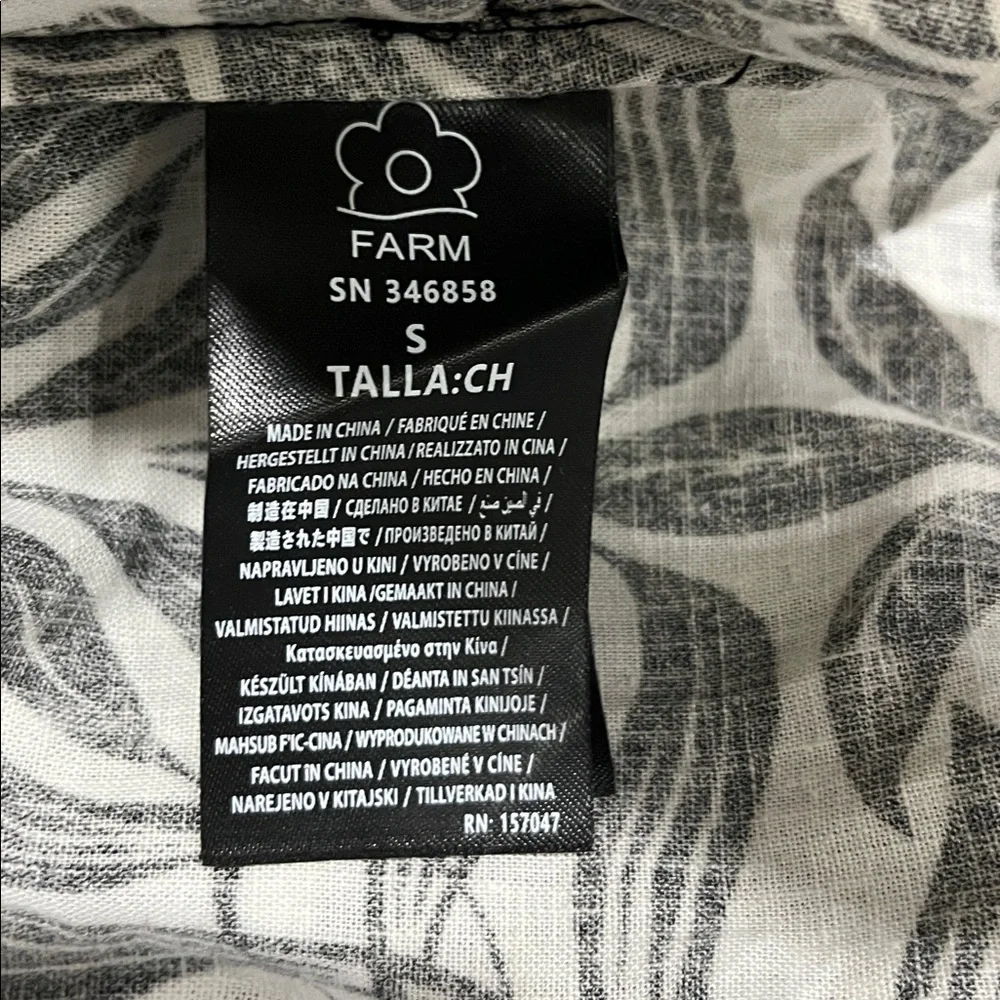 NEW FARM Rio Floral Tapestry Monochrome Long Sleeve Mini Dress Size Small - Picture 9 of 9